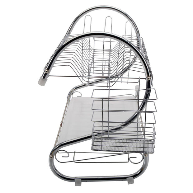Kitchen Stainless Steel Dish Cup Drying Rack Holder 2-Tier Dish Rack Sink Drainer