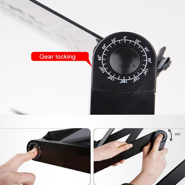 Adjustable Folding Laptop Notebook Desk + Cooling Fan Table Stand Bed Tray