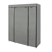 Portable 13-Shelf Wardrobe Storage Closet Organizer W/ Cover and Hanging Rod, Gray
