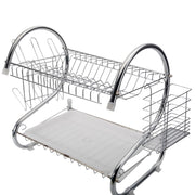 Kitchen Stainless Steel Dish Cup Drying Rack Holder 2-Tier Dish Rack Sink Drainer