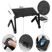 Adjustable Folding Laptop Notebook Desk + Cooling Fan Table Stand Bed Tray