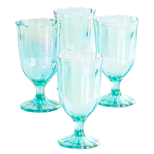 Luster Green 12.5-Ounce Pearlized Goblet, Set of 4