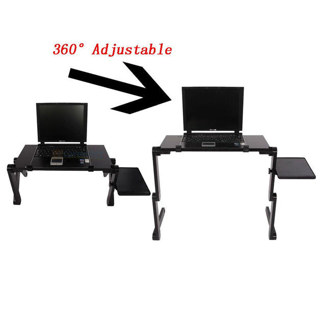 Adjustable Folding Laptop Notebook Desk + Cooling Fan Table Stand Bed Tray