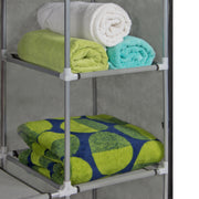 Portable 13-Shelf Wardrobe Storage Closet Organizer W/ Cover and Hanging Rod, Gray